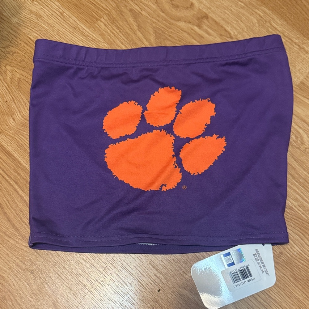 Purple Clemson tube top Orange Paw Print NWT